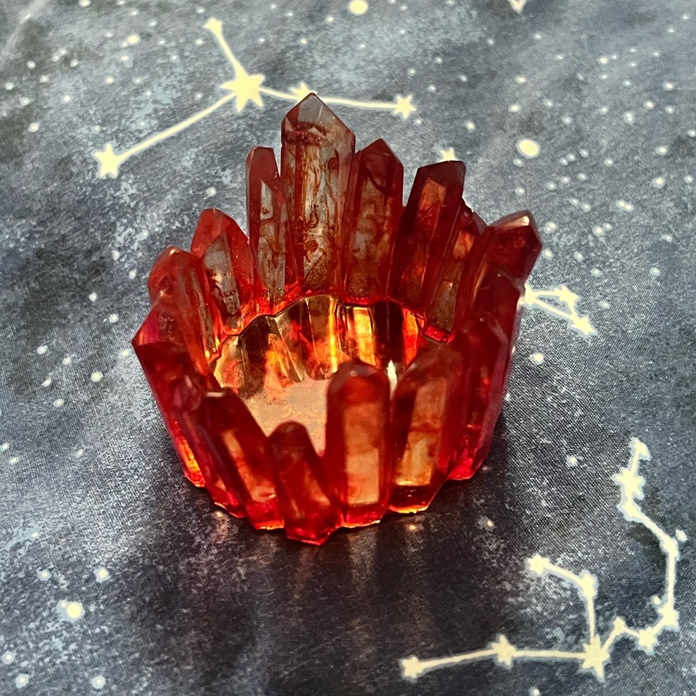 Handmade Blood Red Crystal Resin Trinket & Jewelry Dish